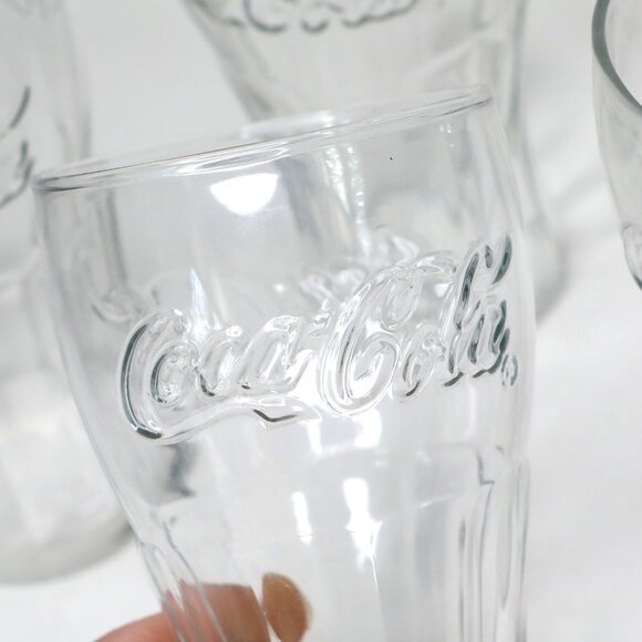 Vintage Anchor Hocking Coca-Cola Tumbler Glass Set (6) Contour Soda Pop Drinking - Picture 7 of 11